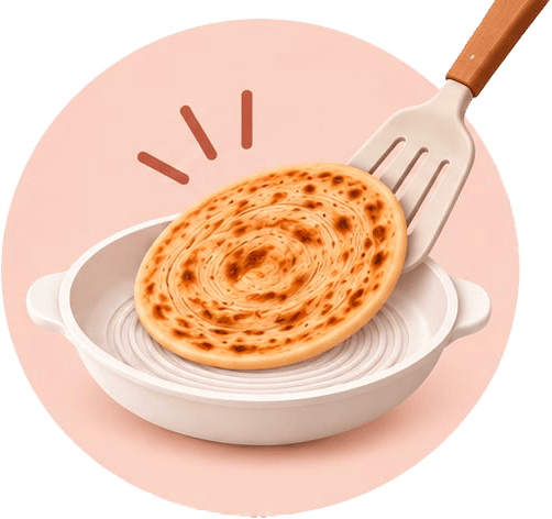 Chapati doré en train de cuire dans la Tajine-Pan